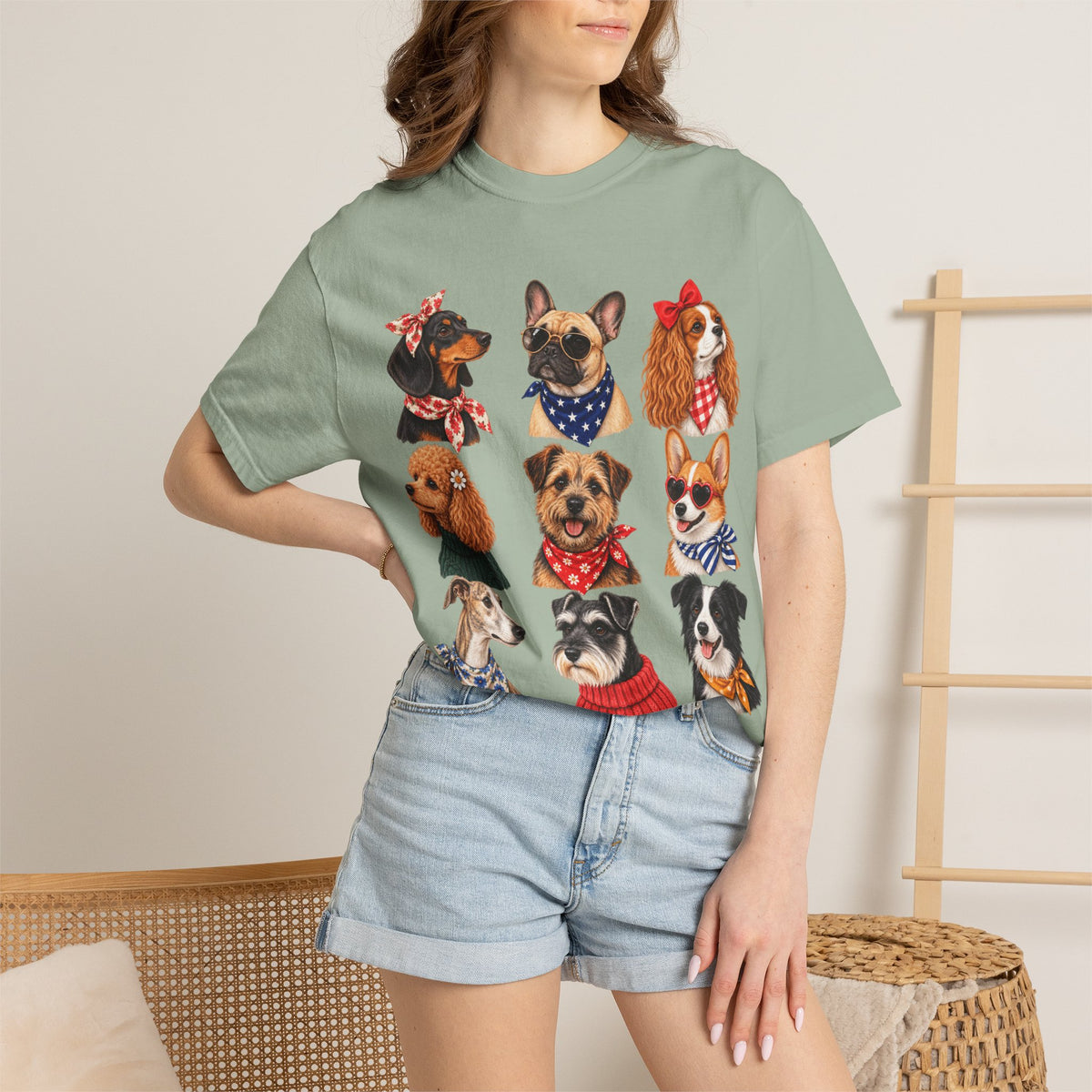 Dog Portraits T-Shirt — Vintage Bandana Puppy Faces Tee