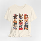 Cute Dog Portraits Tee — Vintage Paw Print Graphic T‑Shirt