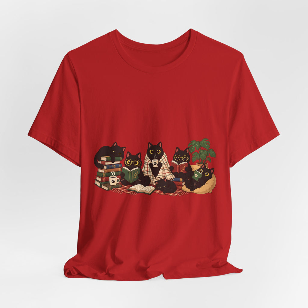 Cat Cozy Crew Tee — Cozy Cats on Blankets Graphic T-Shirt