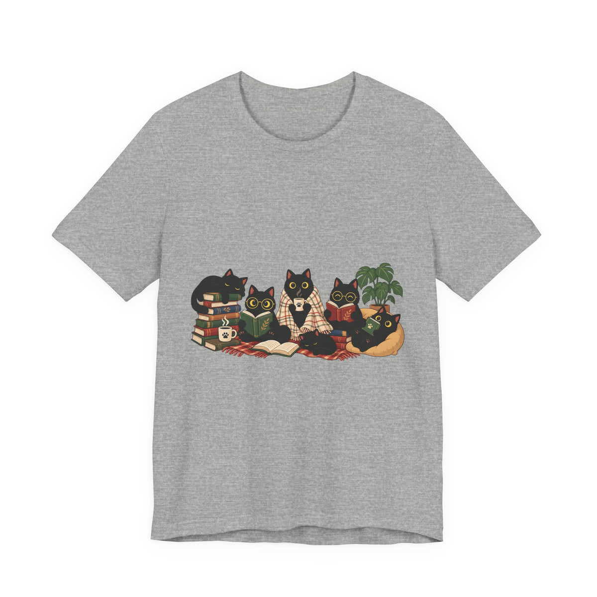 Cat Cozy Crew Tee — Cozy Cats on Blankets Graphic T-Shirt