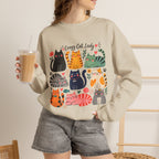 Cat Lady Sweatshirt — Cute Colorful Cats Crewneck for Cat Lovers