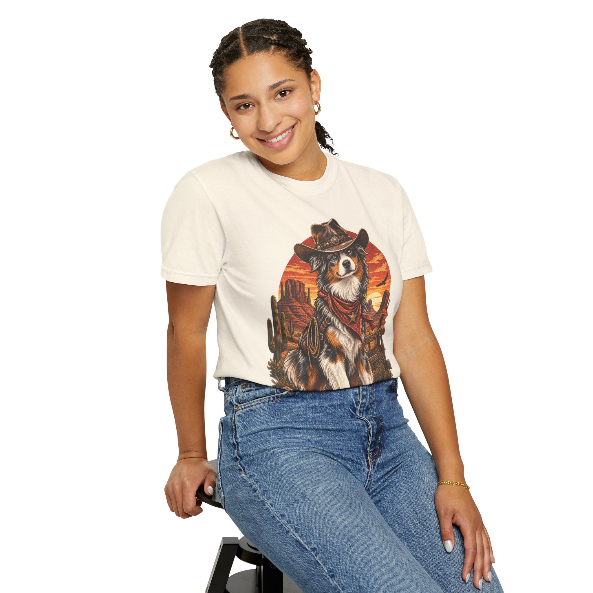 Cowboy Australian Shepherd T-Shirt — Western Dog Graphic Tee