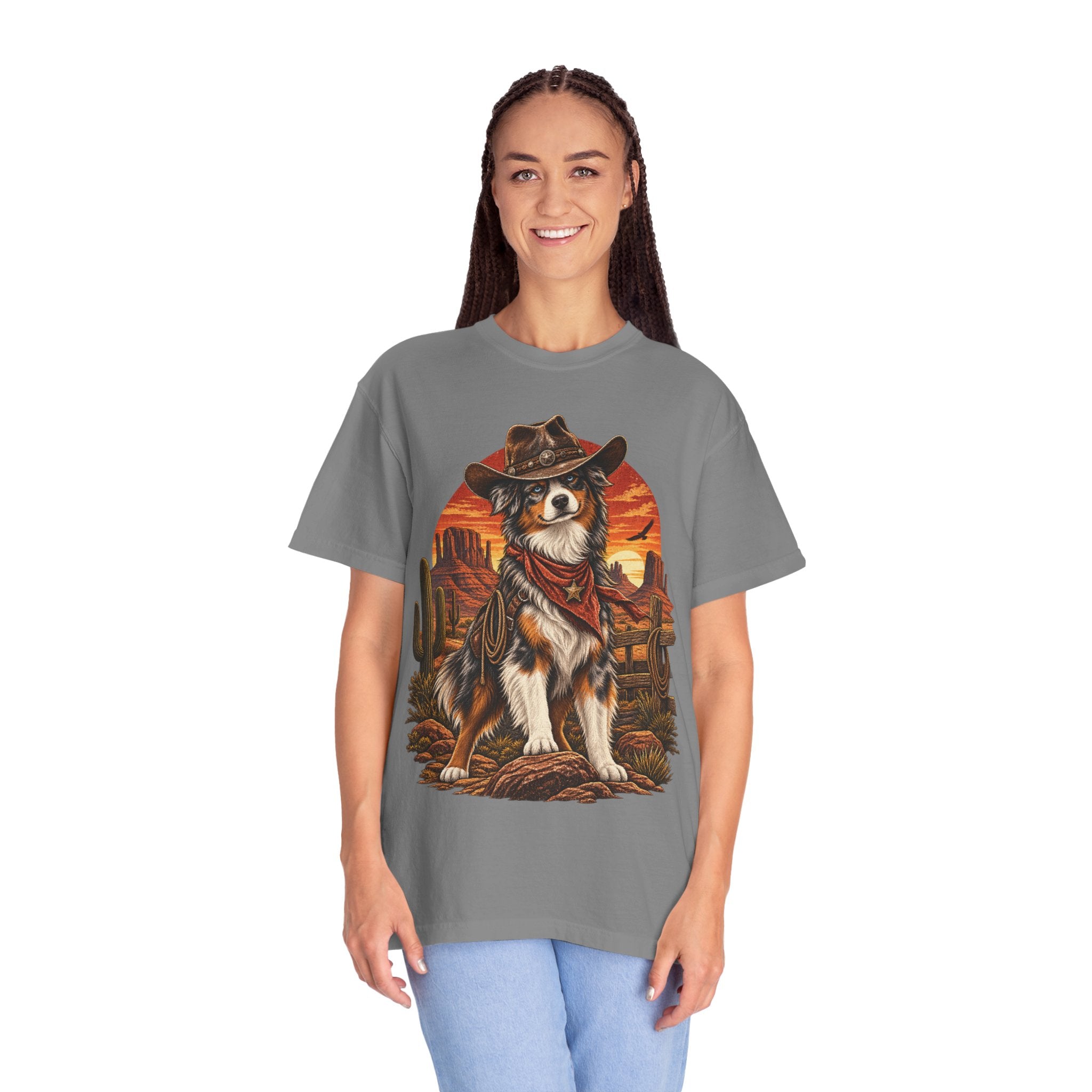 Cowboy Australian Shepherd T-Shirt — Western Dog Graphic Tee