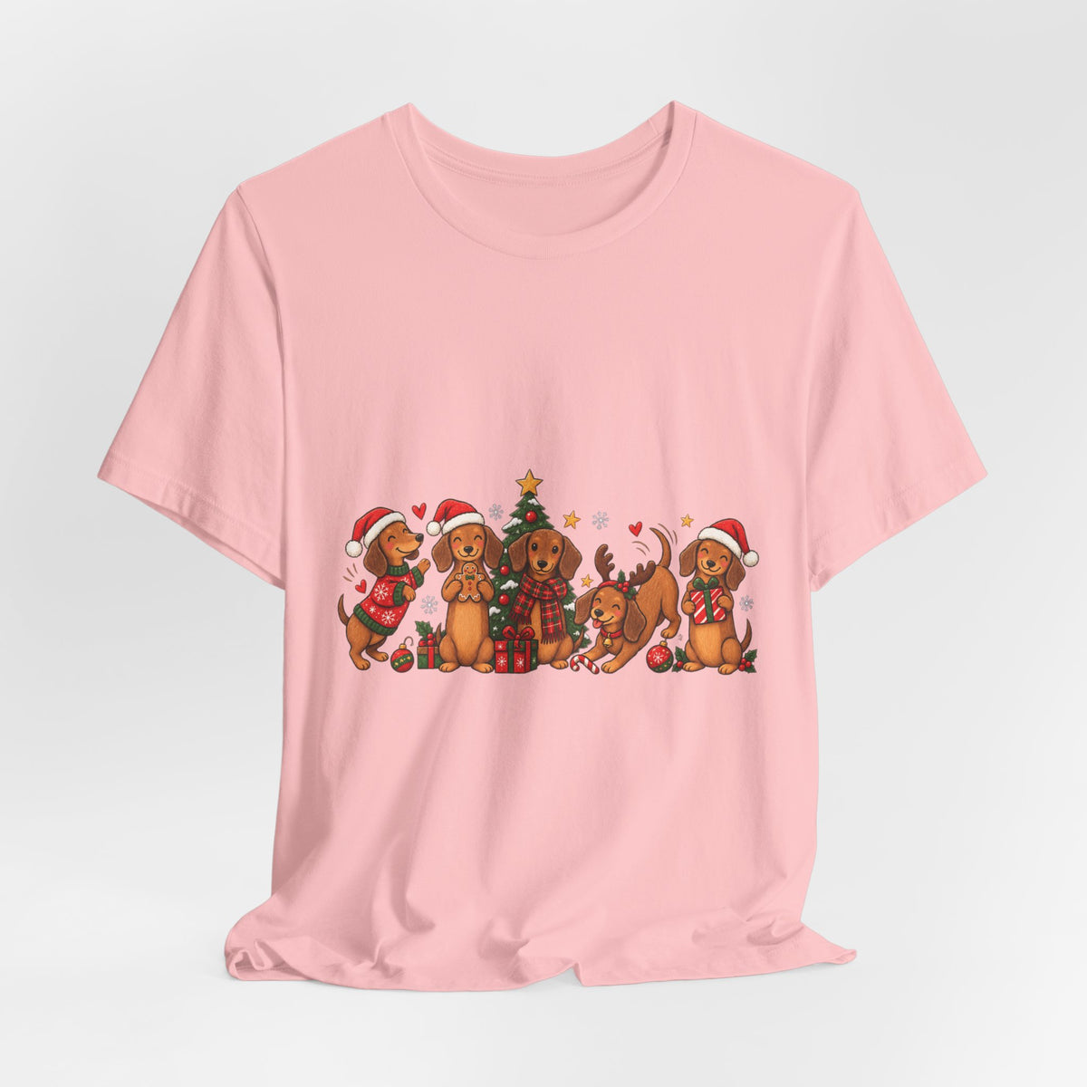 Christmas Dachshund Dogs T-Shirt — Festive Santa Hats & Tree Holiday Tee