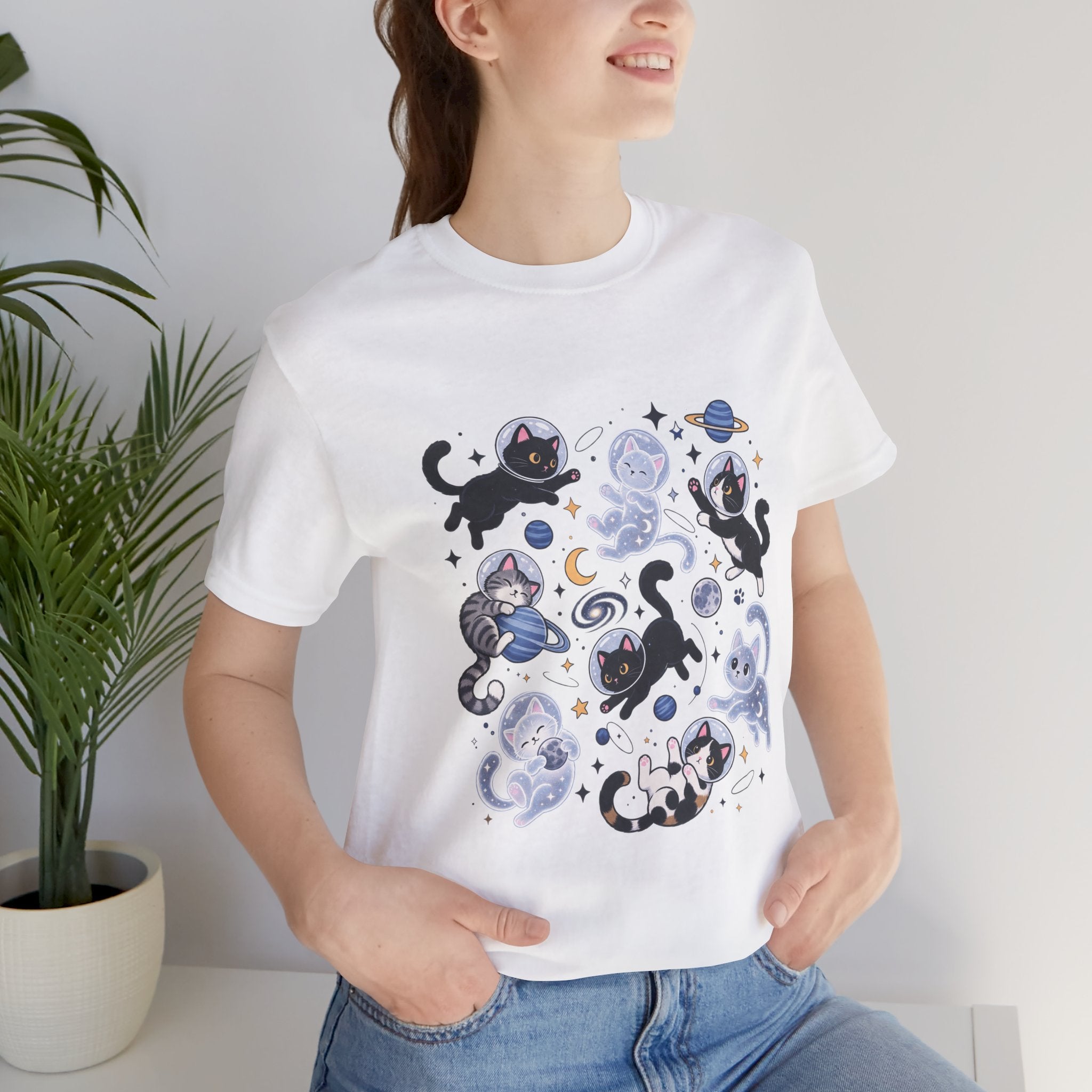 Space Cats Graphic Tee — Cute Cosmic Cat Illustration Shirt
