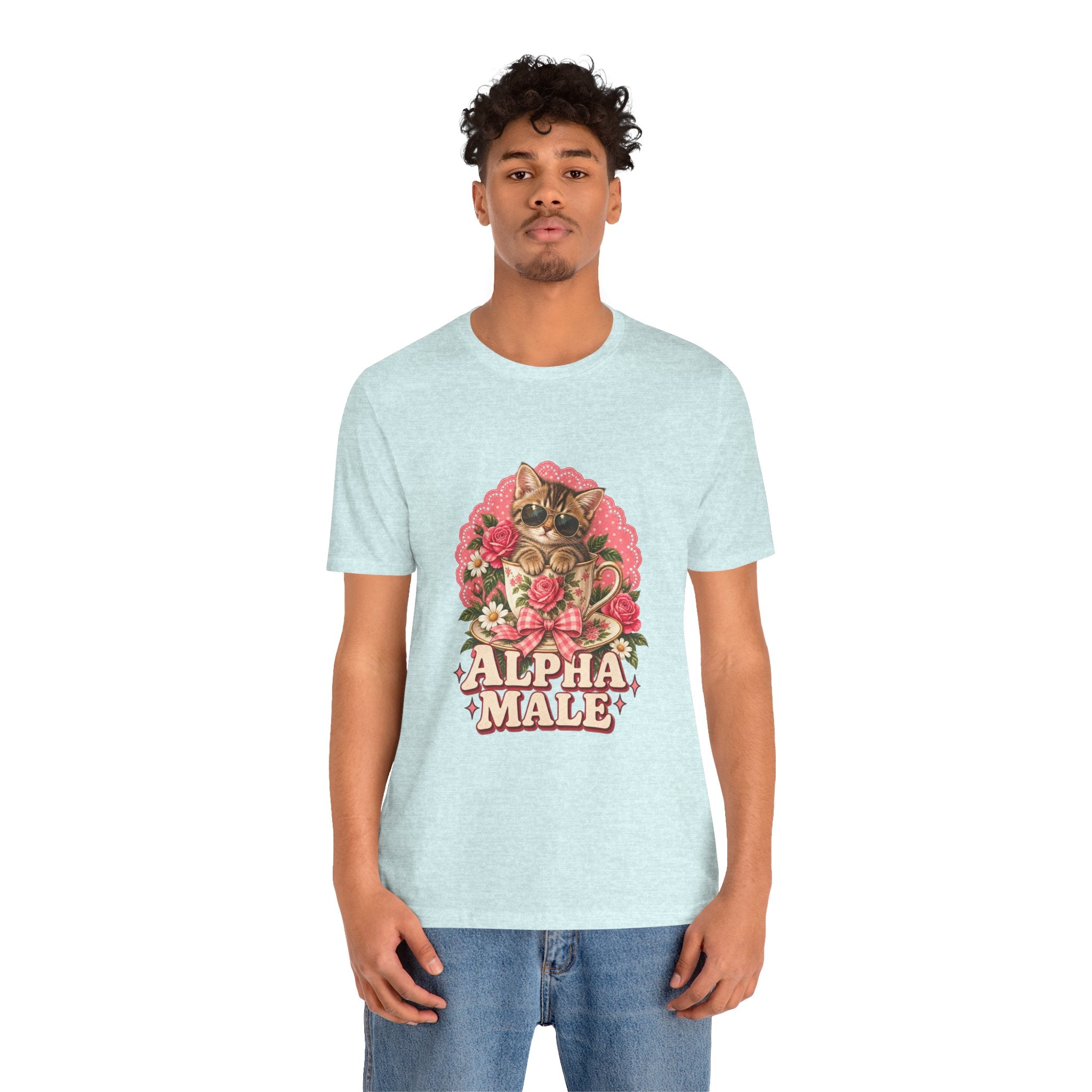 Alpha Male Cat Tee — Retro Floral Cat Graphic T-Shirt