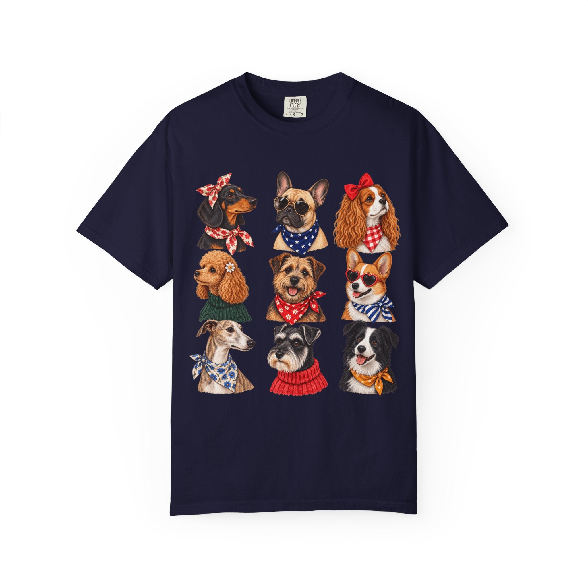 Dog Portraits T-Shirt — Vintage Bandana Puppy Faces Tee