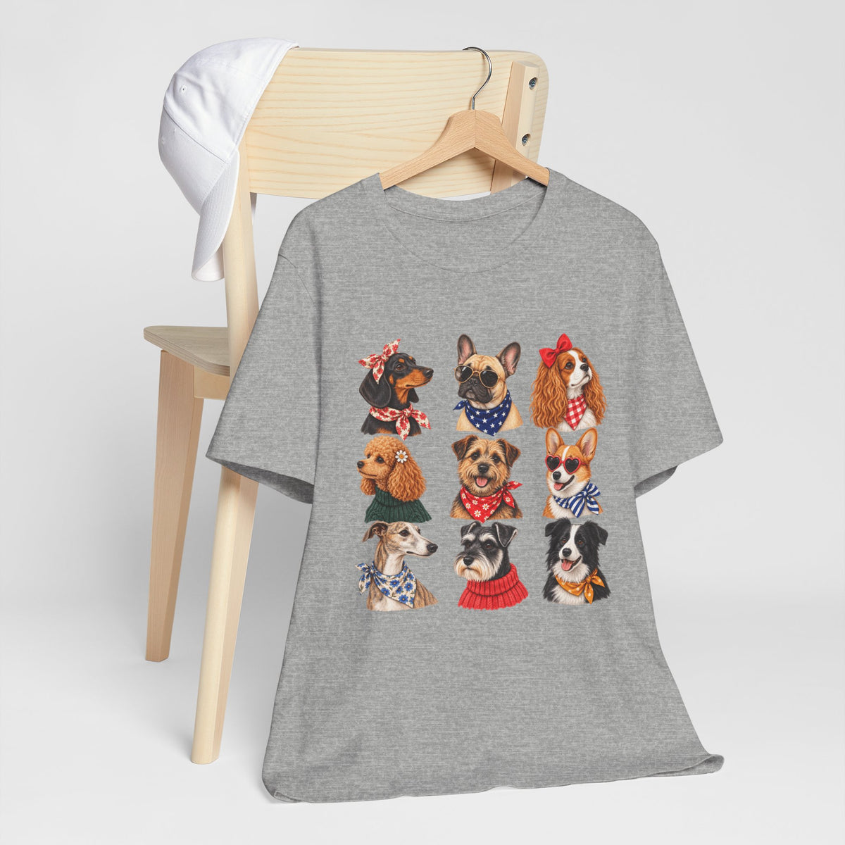 Cute Dog Portraits Tee — Vintage Paw Print Graphic T‑Shirt