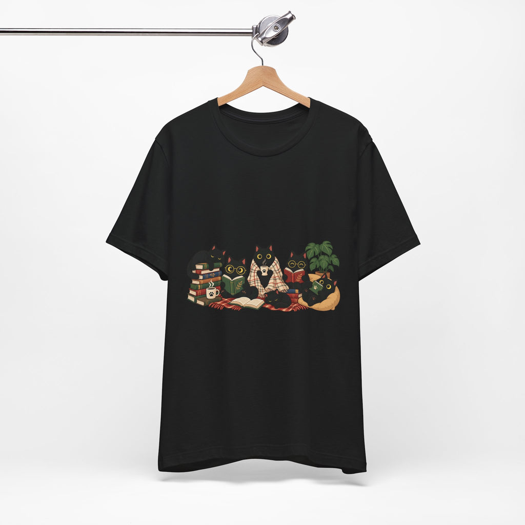 Cat Cozy Crew Tee — Cozy Cats on Blankets Graphic T-Shirt