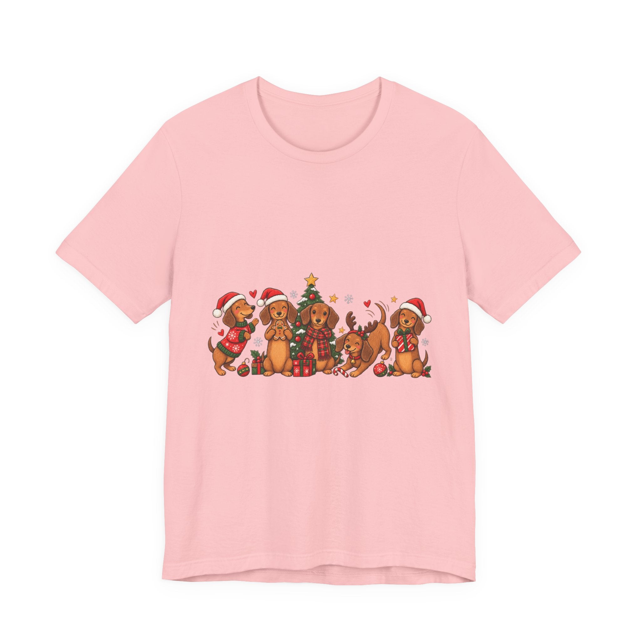 Christmas Dachshund Dogs T-Shirt — Festive Santa Hats & Tree Holiday Tee