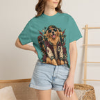 Golden Retriever Varsity T-Shirt — Retro Dog Jacket Design