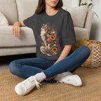 Floral Cat T-Shirt — Sunflower & Wildflower Cat Illustration Tee