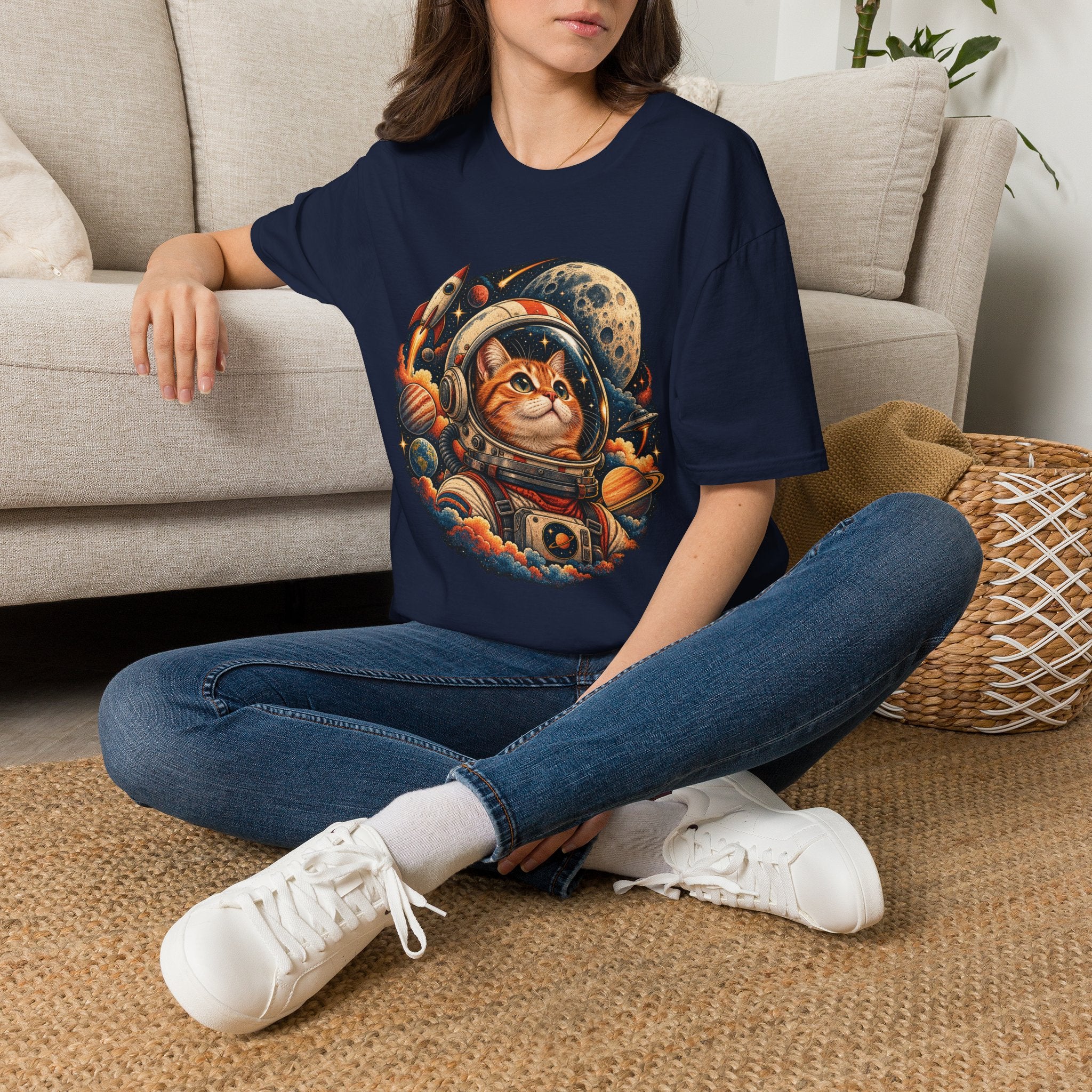 Astronaut Cat T-Shirt — Space Cat Graphic Tee for Cat Lovers