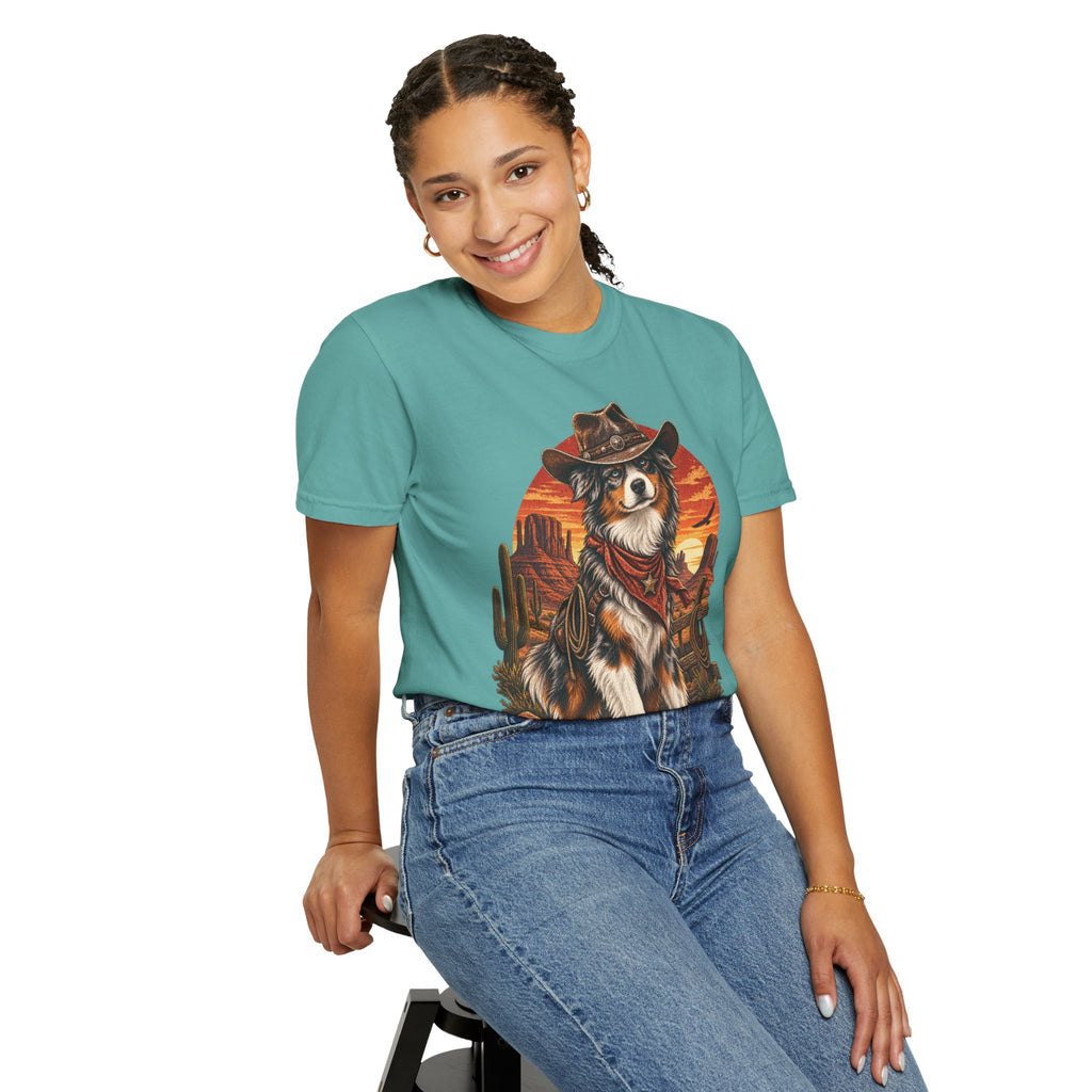 Cowboy Australian Shepherd T-Shirt — Western Dog Graphic Tee