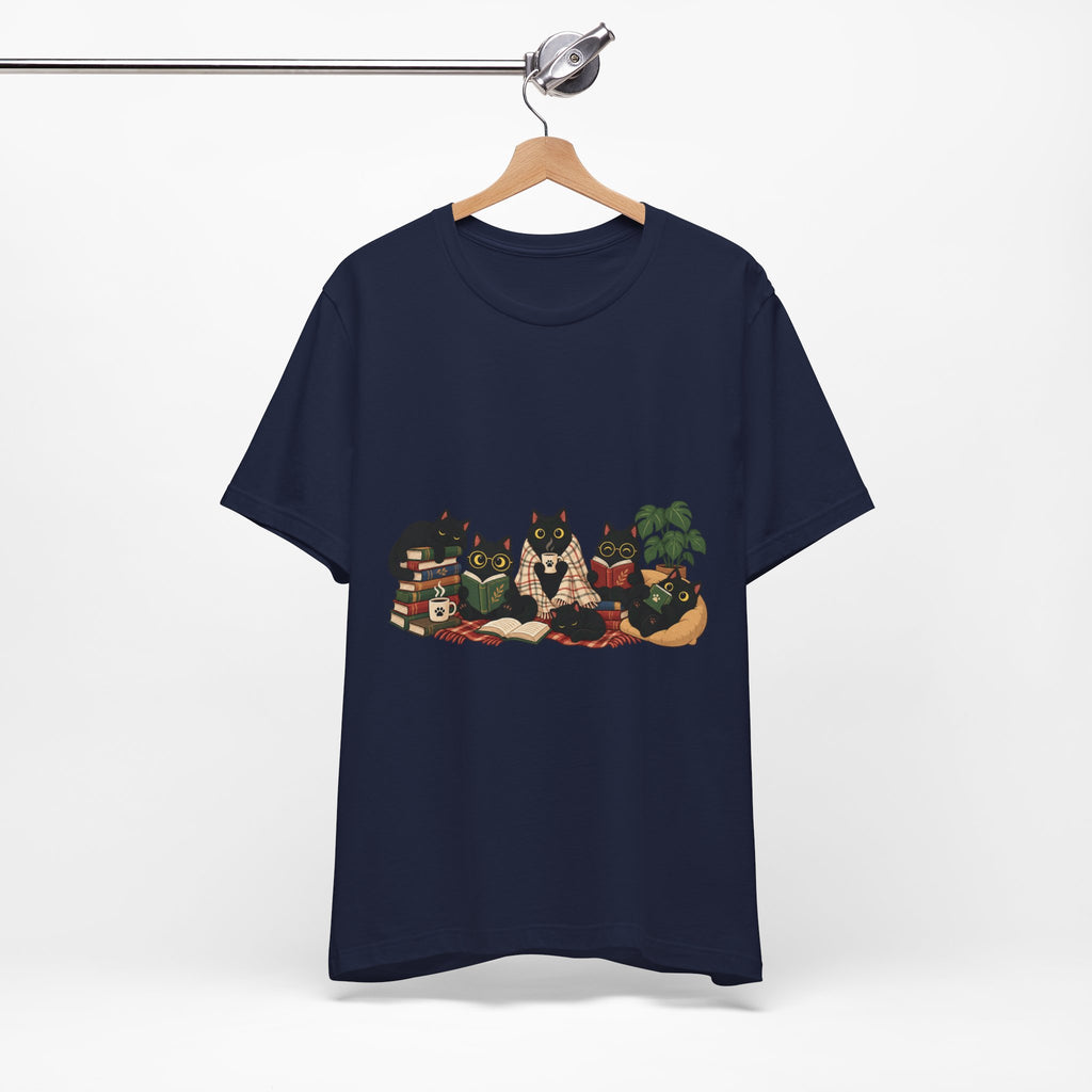 Cat Cozy Crew Tee — Cozy Cats on Blankets Graphic T-Shirt