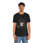 Nope Cat Coffee T‑Shirt — Grumpy Black Cat Holding 'Nope' Mug