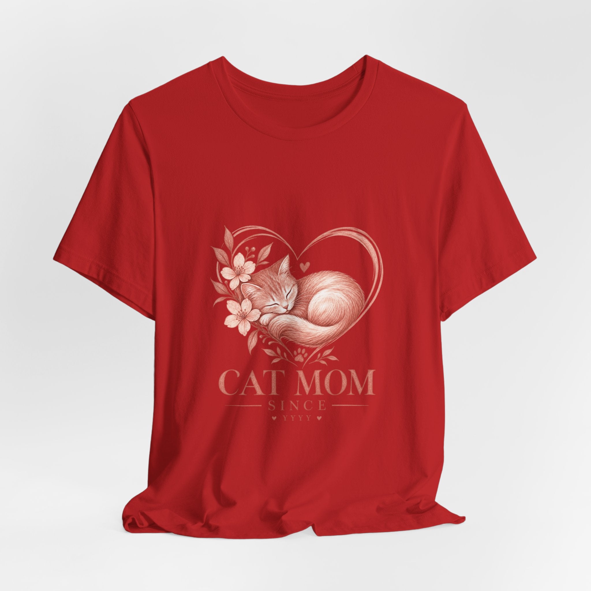 Cat Mom Tee — Floral Heart Cat Mom Since Tee