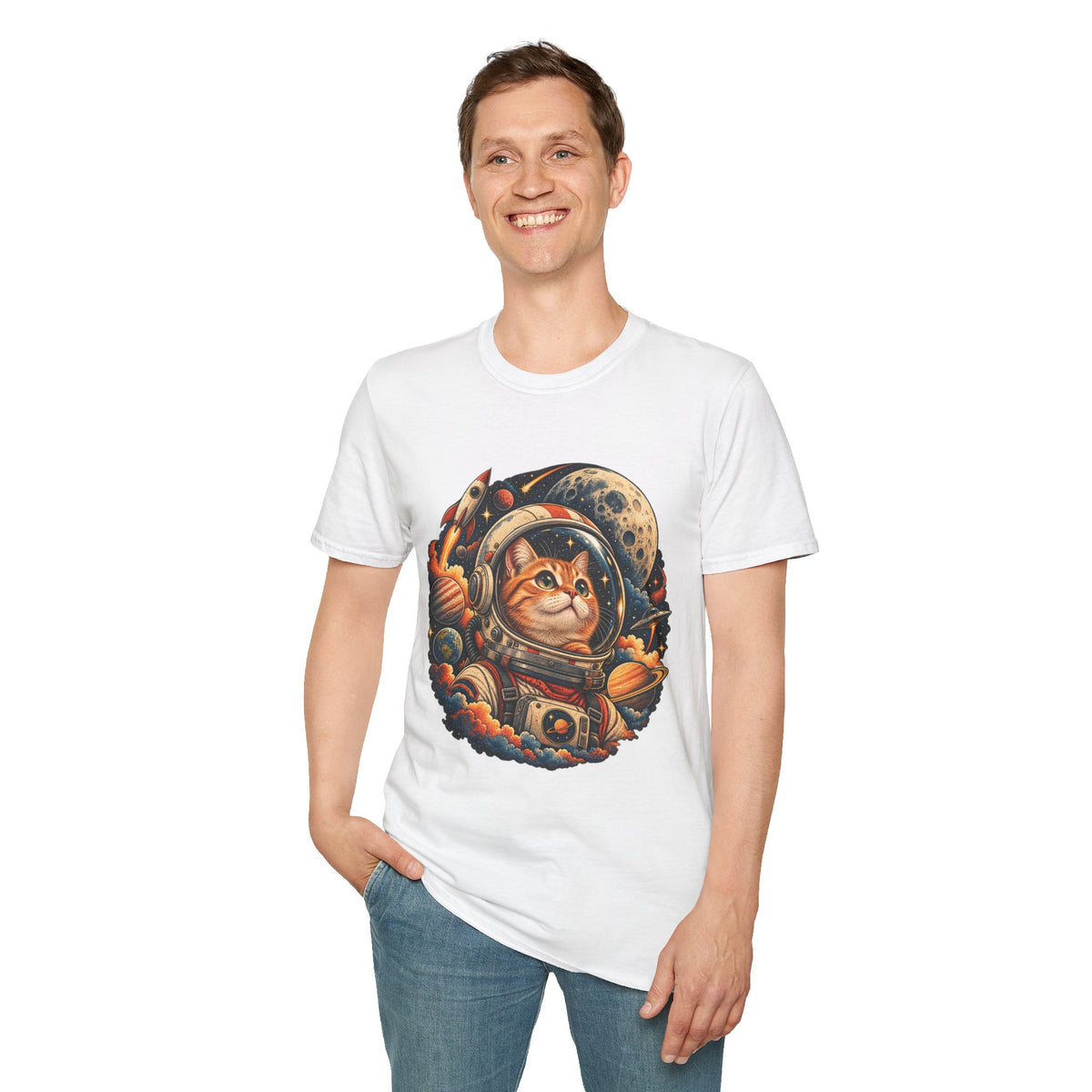Astronaut Cat T-Shirt — Space Cat Graphic Tee for Cat Lovers