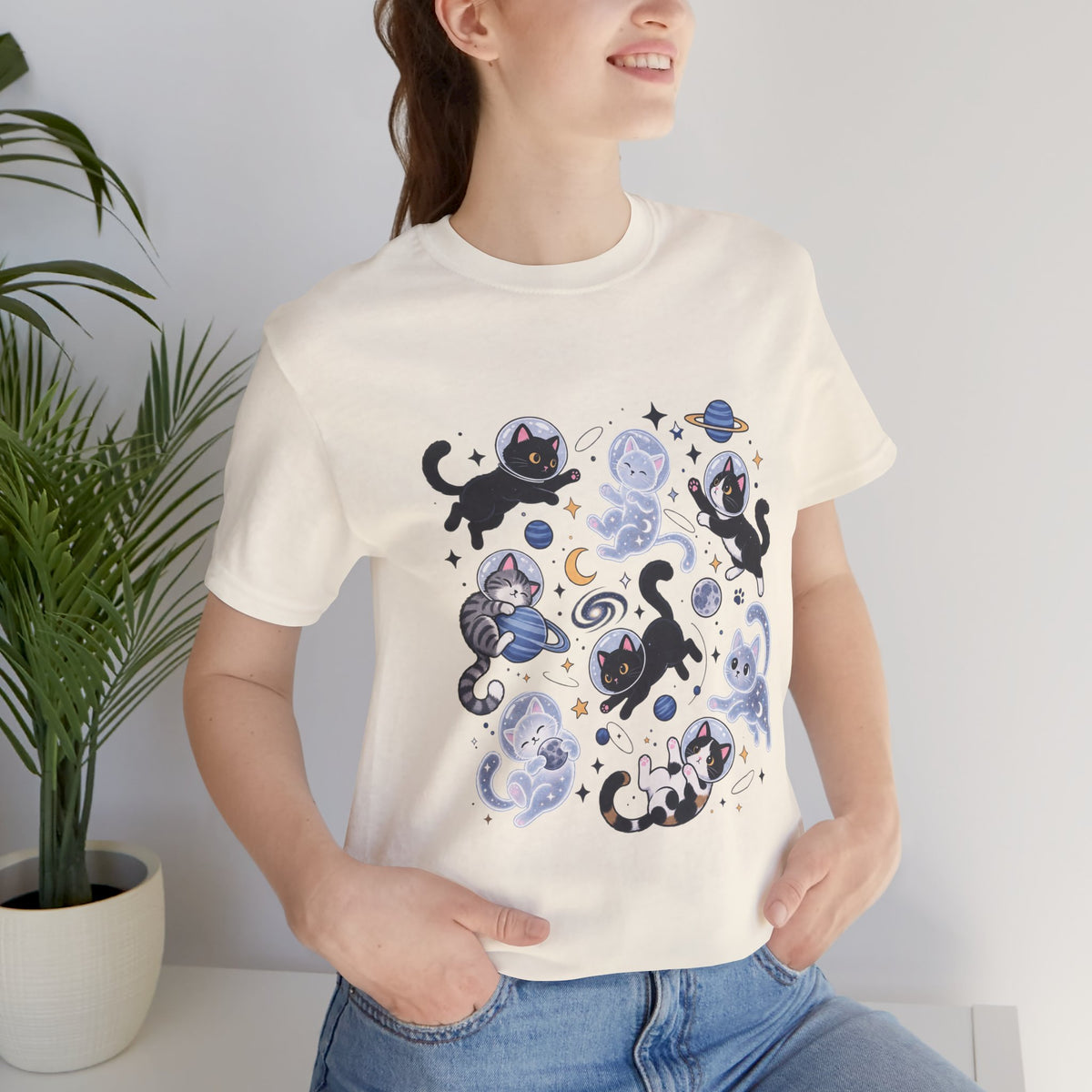 Space Cats Graphic Tee — Cute Cosmic Cat Illustration Shirt