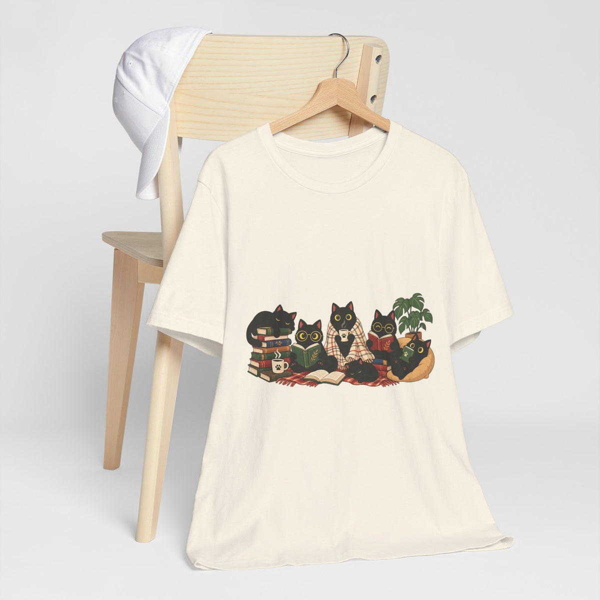 Cat Cozy Crew Tee — Cozy Cats on Blankets Graphic T-Shirt