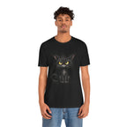Grumpy Black Cat T‑Shirt — Cute Gothic Cat Tee with Yellow Eyes