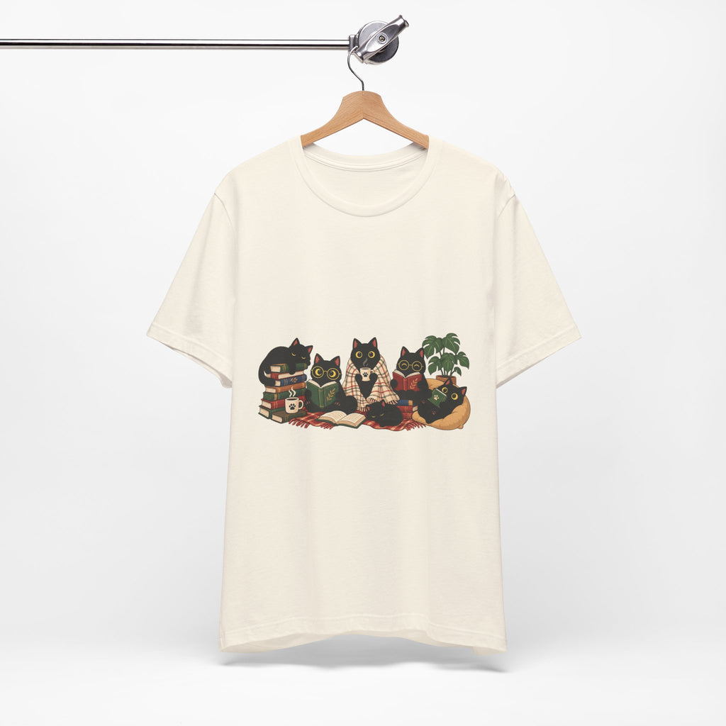 Cat Cozy Crew Tee — Cozy Cats on Blankets Graphic T-Shirt