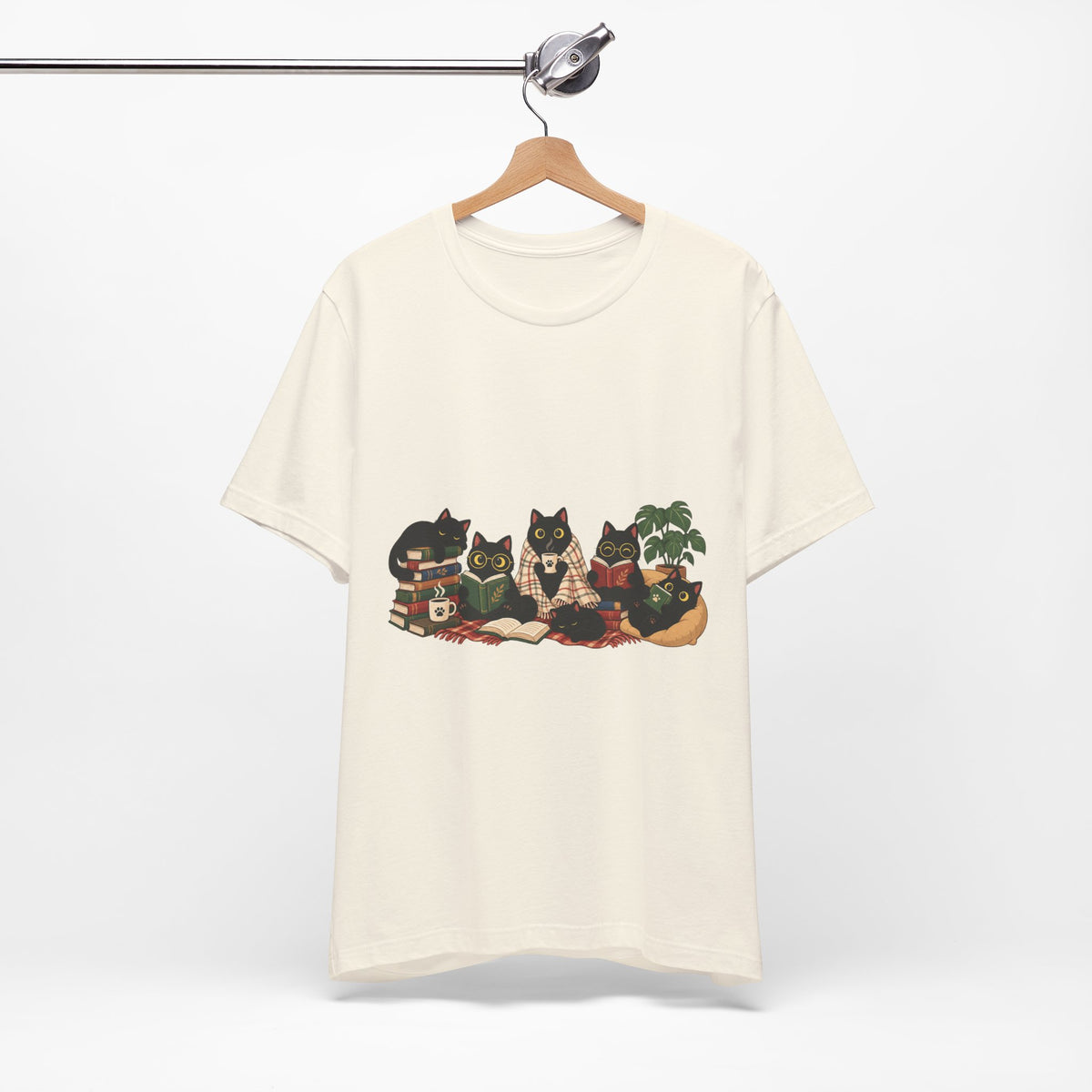 Cat Cozy Crew Tee — Cozy Cats on Blankets Graphic T-Shirt