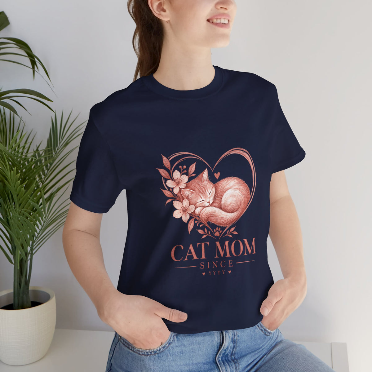 Cat Mom Tee — Floral Heart Cat Mom Since Tee