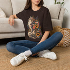 Floral Cat T-Shirt — Sunflower & Wildflower Cat Illustration Tee