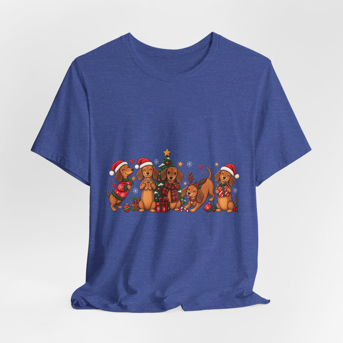 Christmas Dachshund Dogs T-Shirt — Festive Santa Hats & Tree Holiday Tee