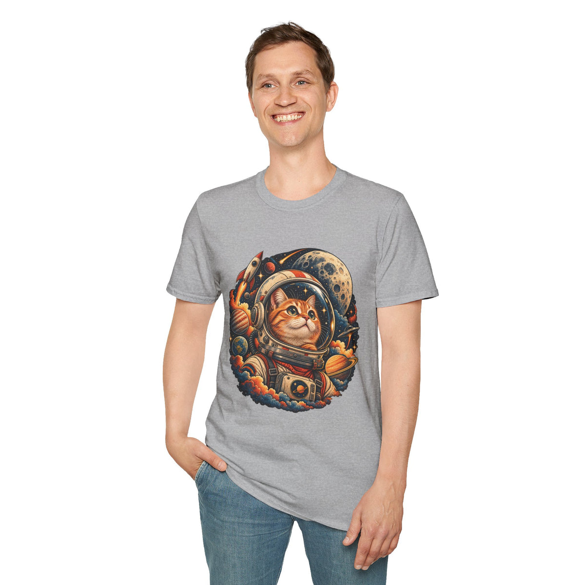 Astronaut Cat T-Shirt — Space Cat Graphic Tee for Cat Lovers