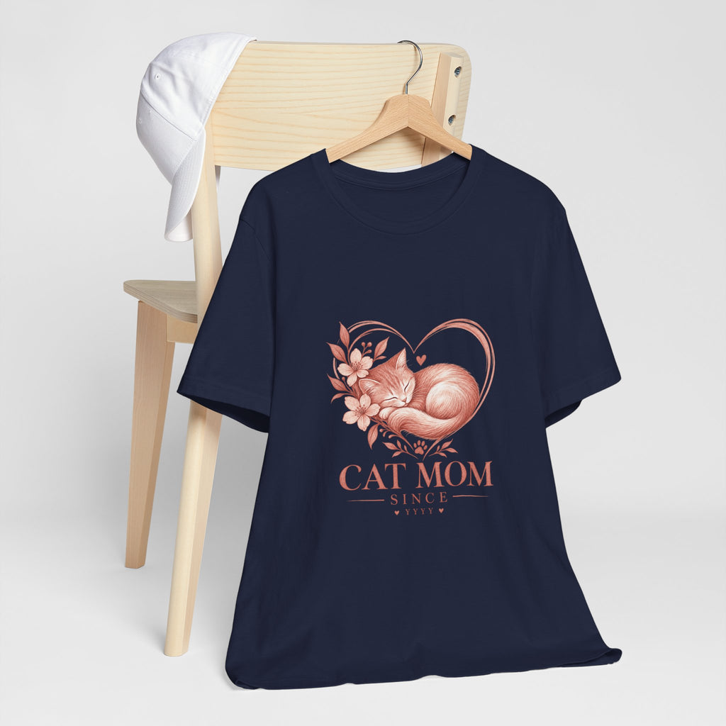 Cat Mom Tee — Floral Heart Cat Mom Since Tee