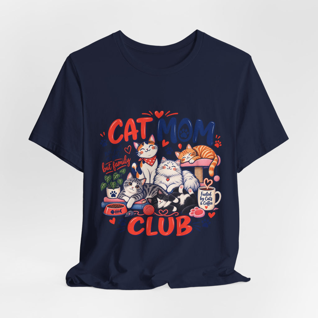 Cat Mom Club T-Shirt — Cute Illustrated Cats Graphic Tee for Cat Lovers