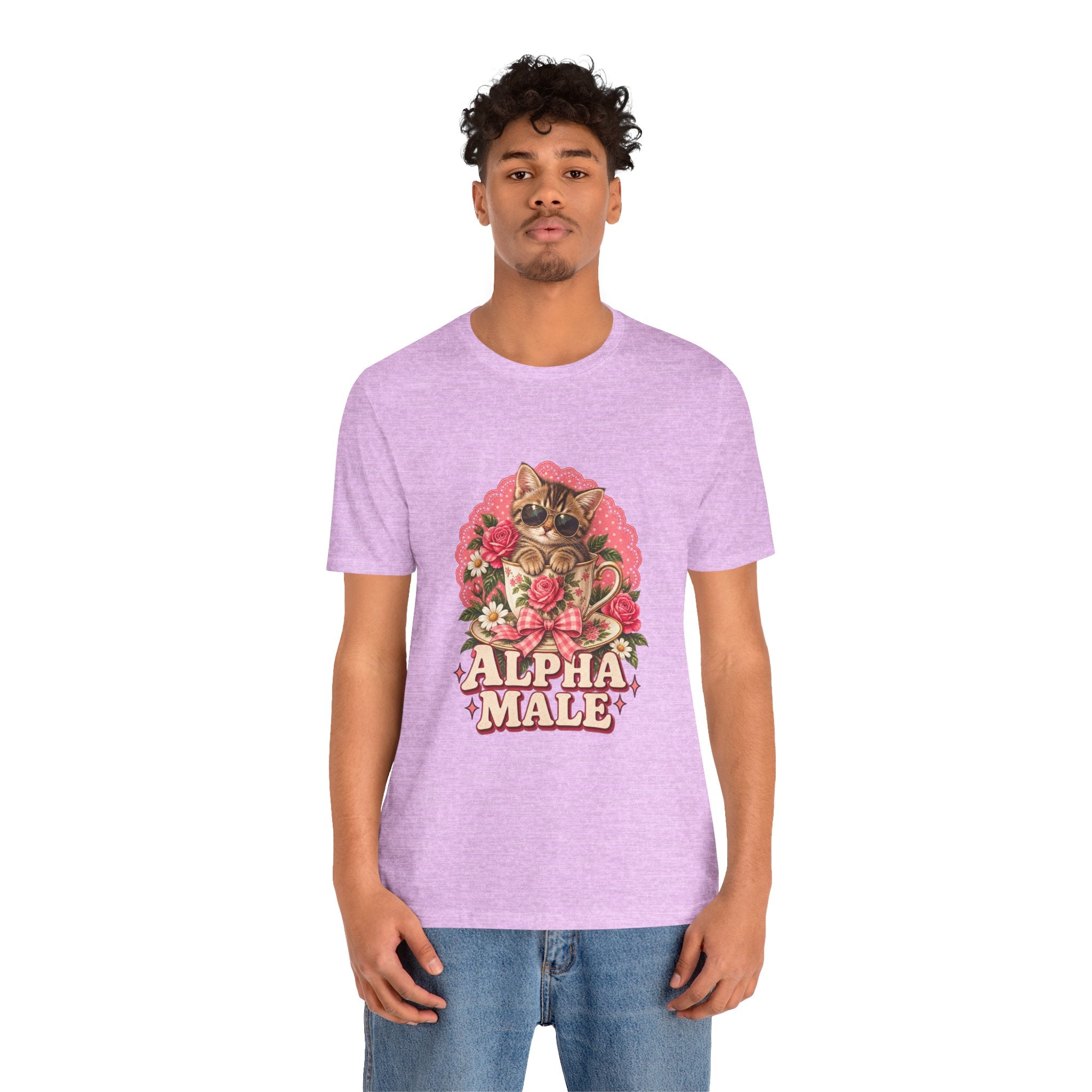 Alpha Male Cat Tee — Retro Floral Cat Graphic T-Shirt