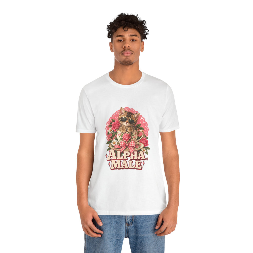 Alpha Male Cat Tee — Retro Floral Cat Graphic T-Shirt