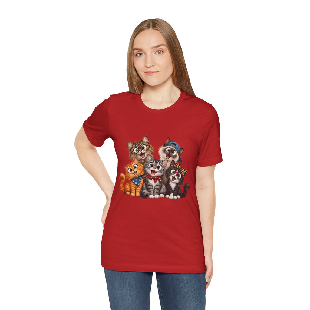 Cute Group of Kittens T-Shirt — Cartoon Cat Family Tee