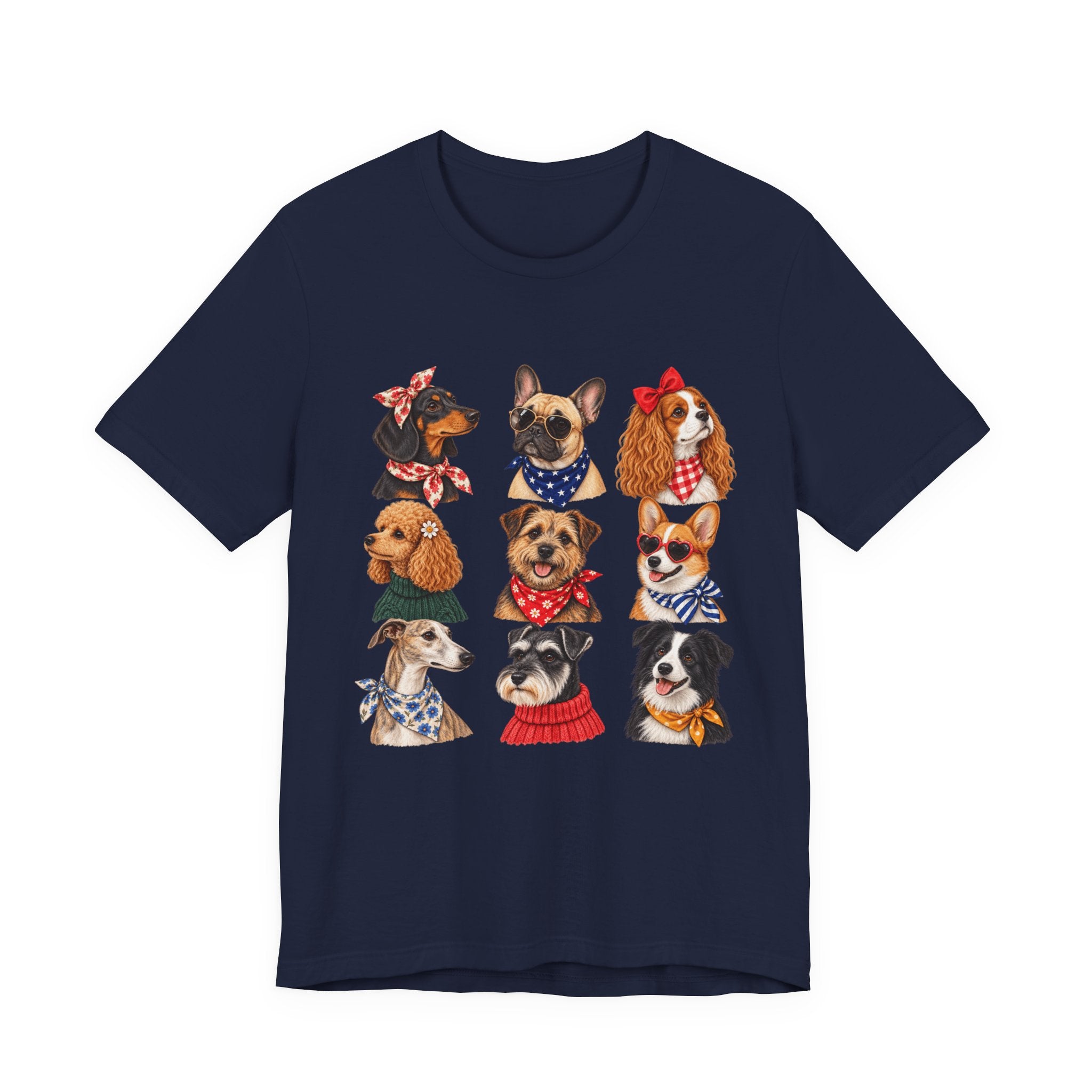 Cute Dog Portraits Tee — Vintage Paw Print Graphic T‑Shirt