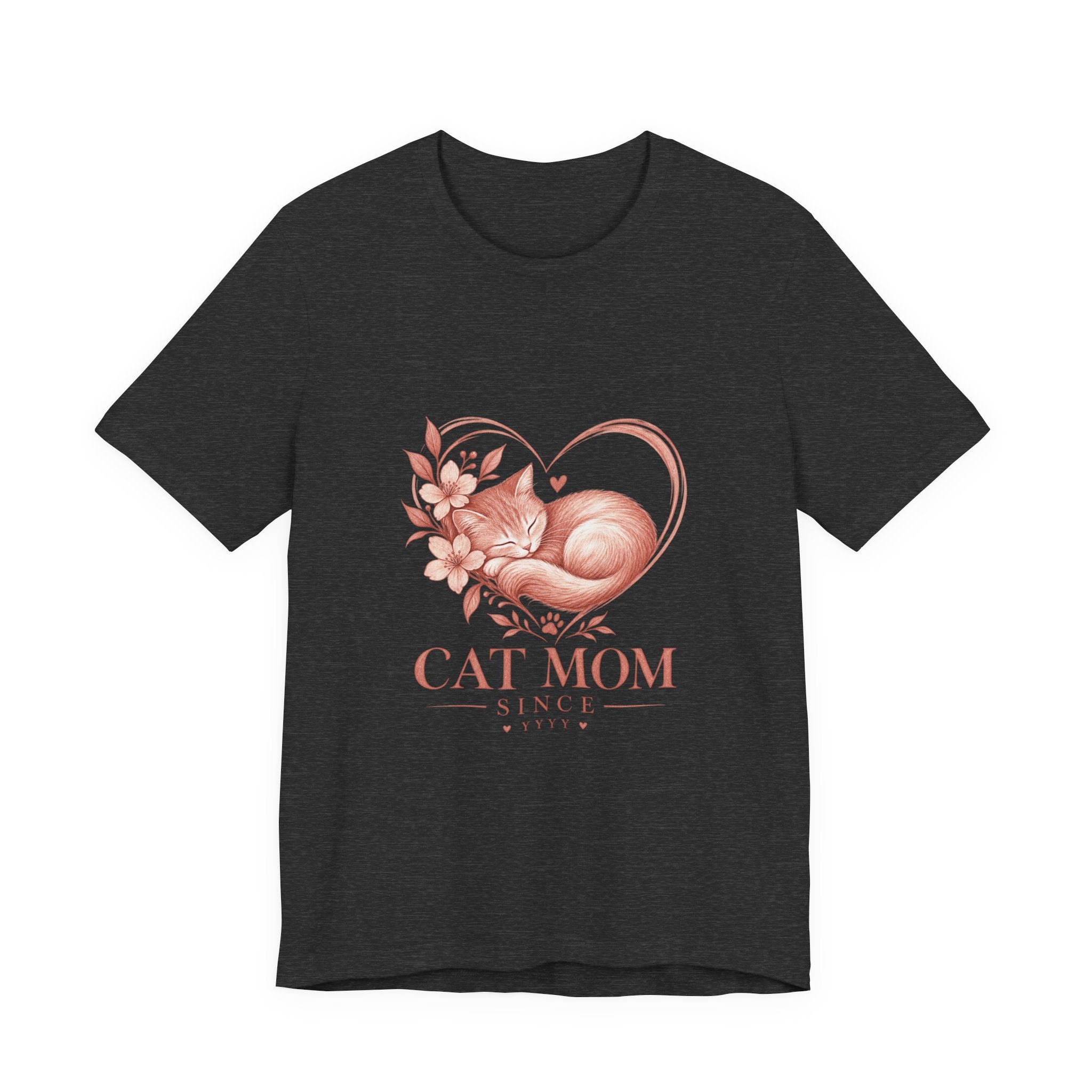Cat Mom Tee — Floral Heart Cat Mom Since Tee