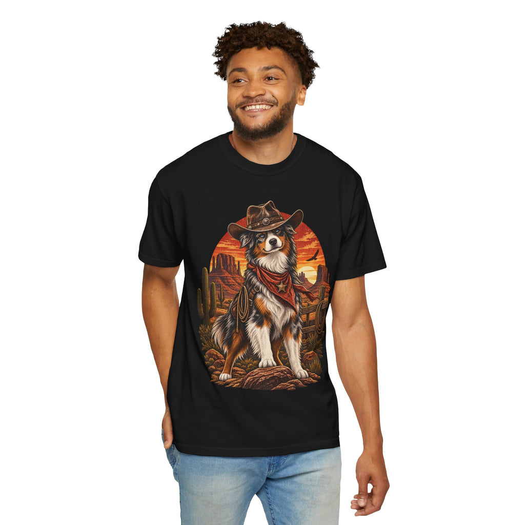 Cowboy Australian Shepherd T-Shirt — Western Dog Graphic Tee