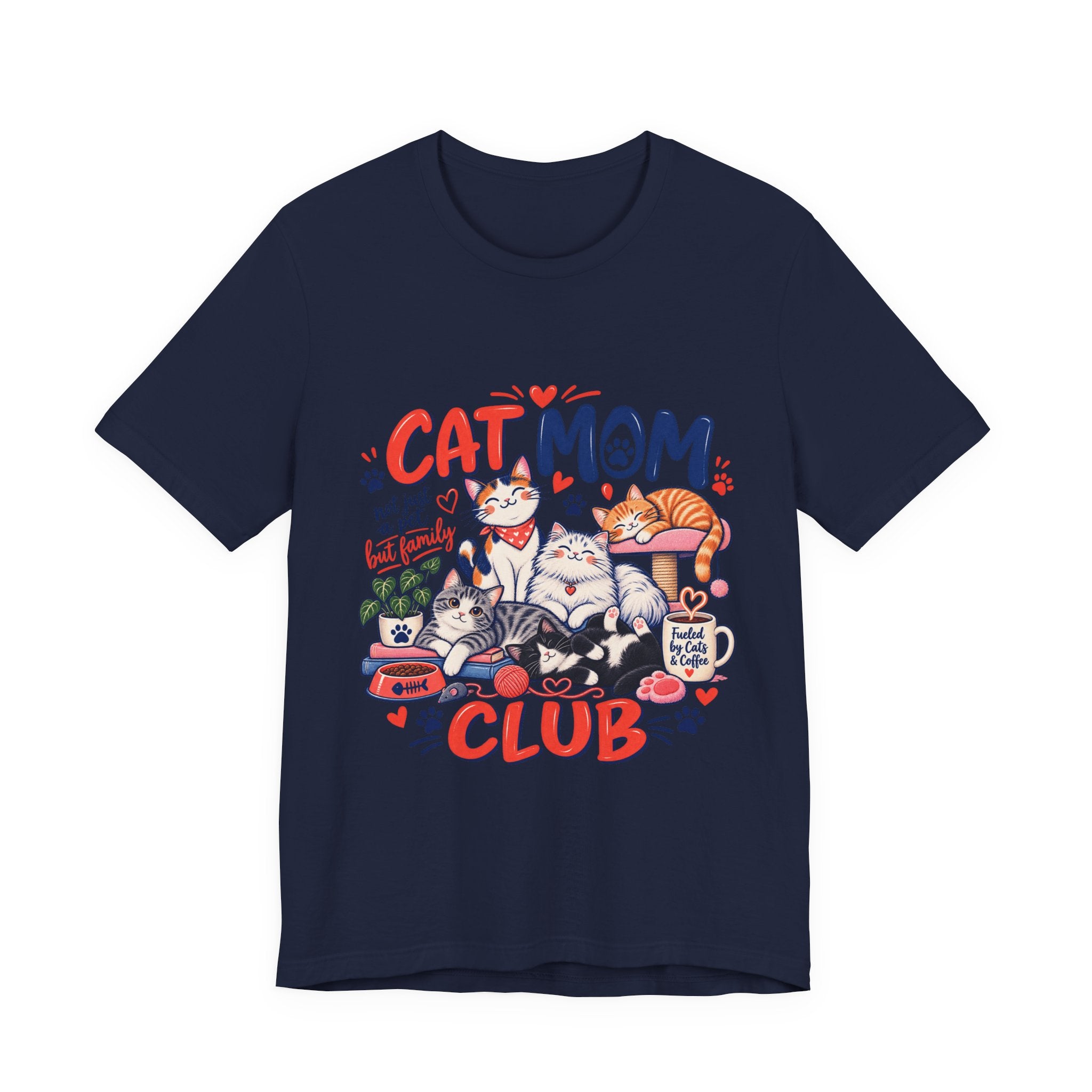 Cat Mom Club T-Shirt — Cute Illustrated Cats Graphic Tee for Cat Lovers