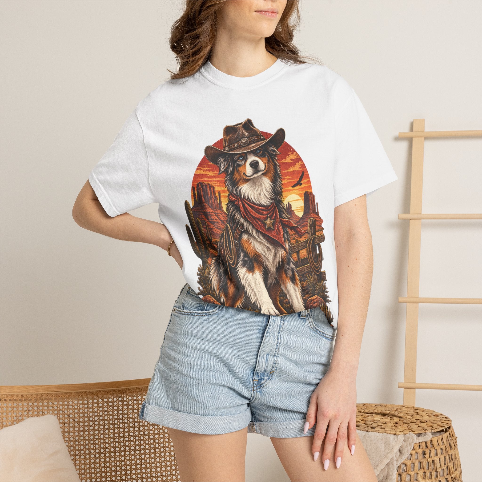 Cowboy Australian Shepherd T-Shirt — Western Dog Graphic Tee