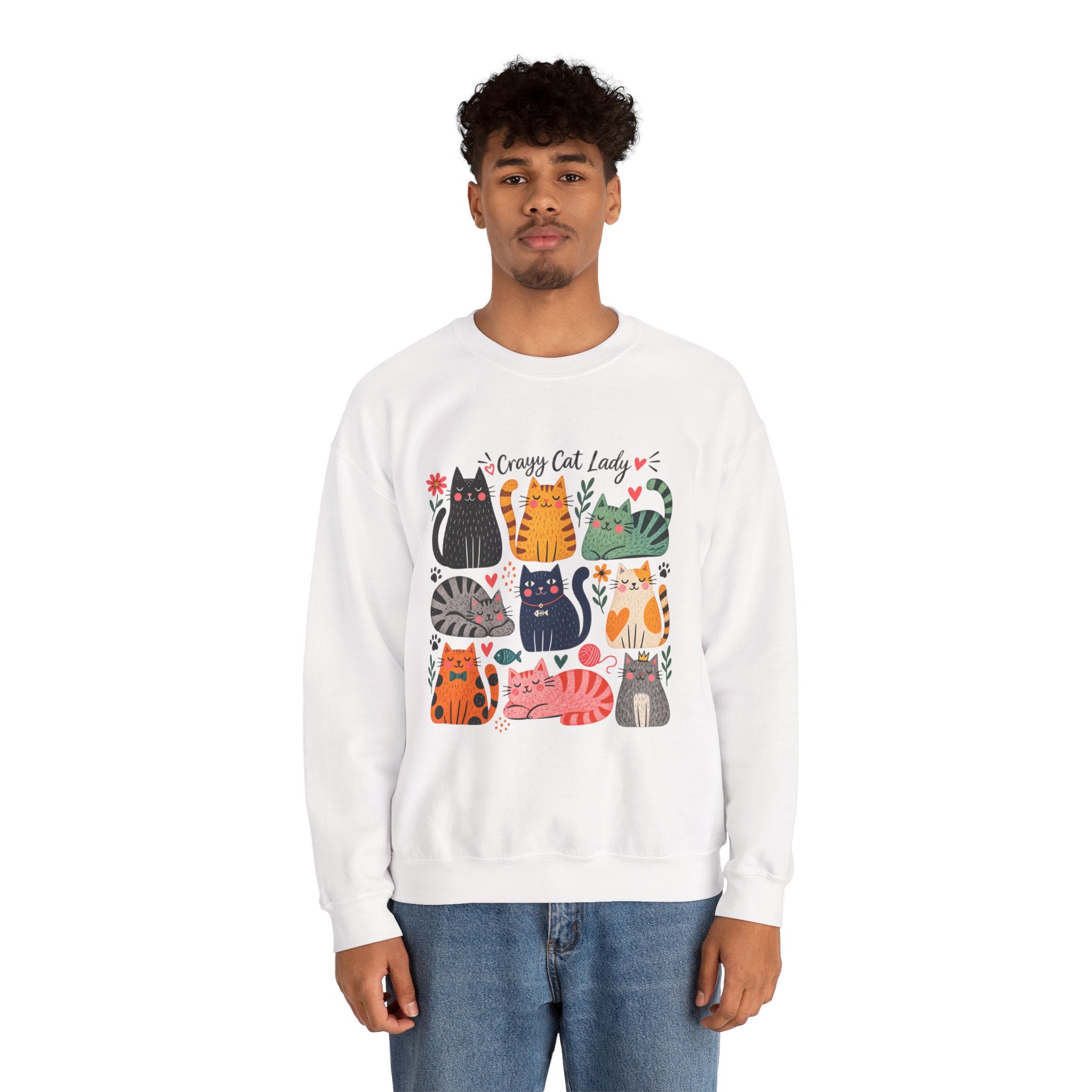 Cat Lady Sweatshirt — Cute Colorful Cats Crewneck for Cat Lovers
