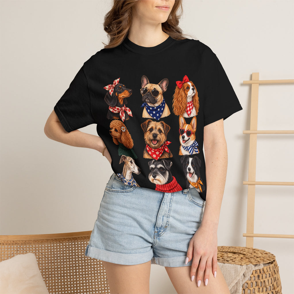 Dog Portraits T-Shirt — Vintage Bandana Puppy Faces Tee