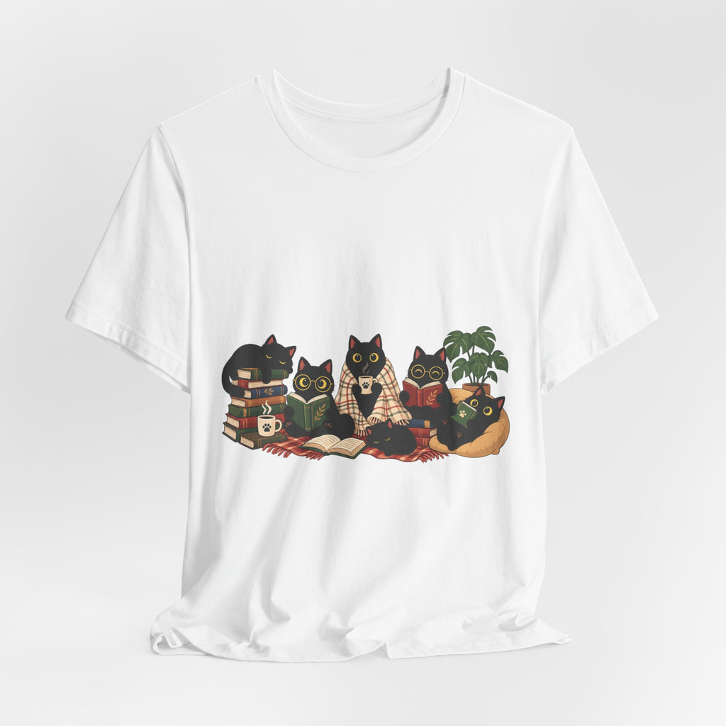 Cat Cozy Crew Tee — Cozy Cats on Blankets Graphic T-Shirt