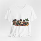 Cat Cozy Crew Tee — Cozy Cats on Blankets Graphic T-Shirt