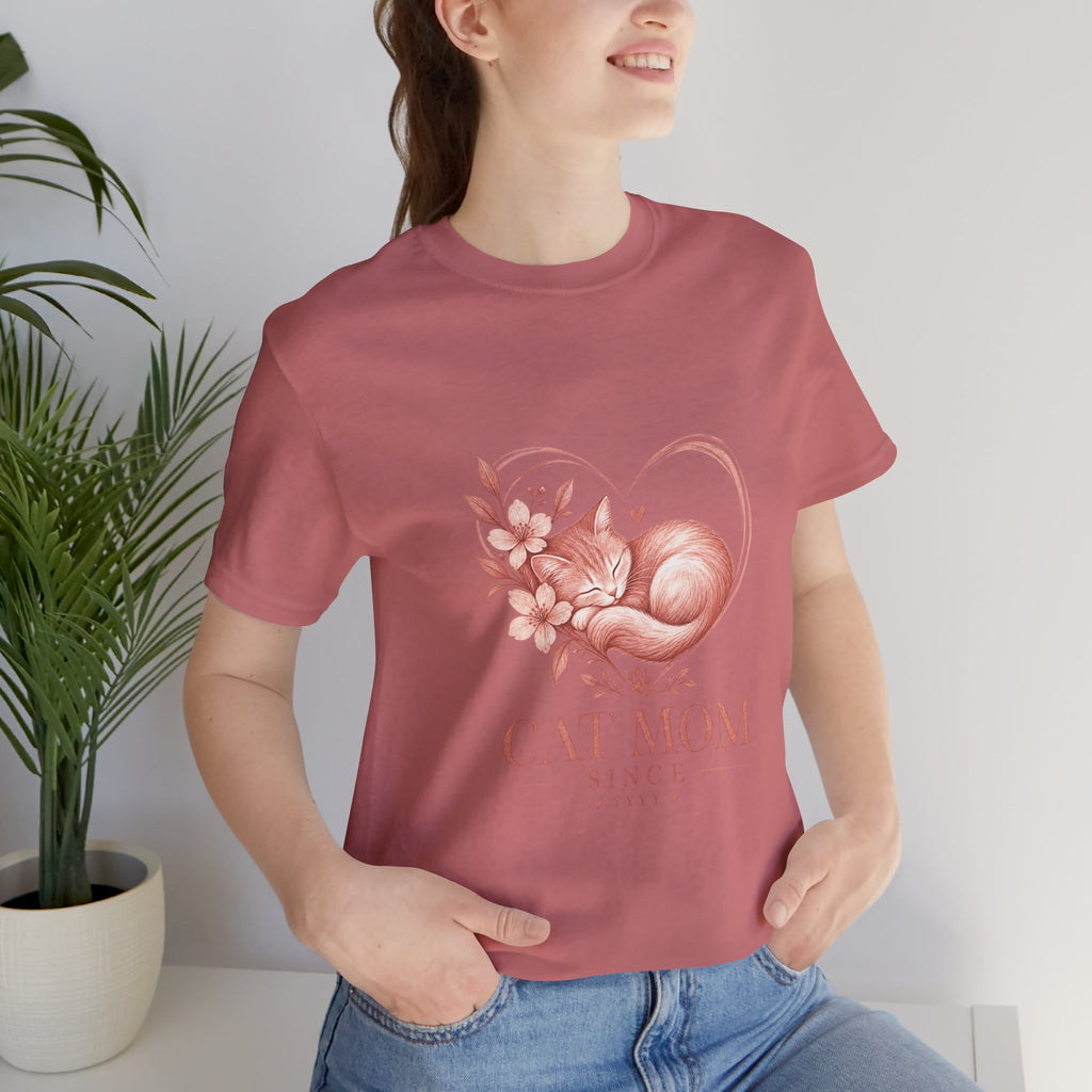 Cat Mom Tee — Floral Heart Cat Mom Since Tee