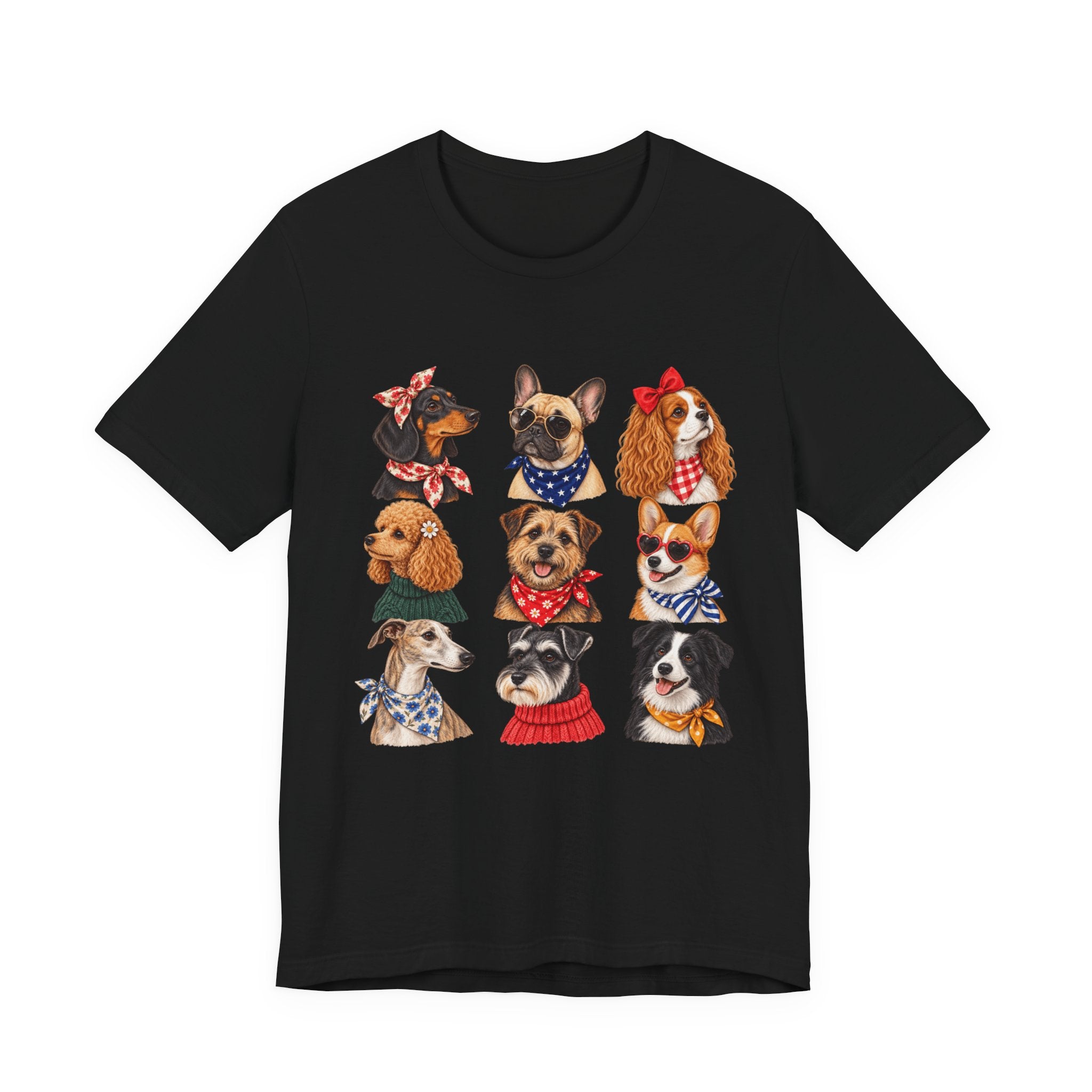Cute Dog Portraits Tee — Vintage Paw Print Graphic T‑Shirt