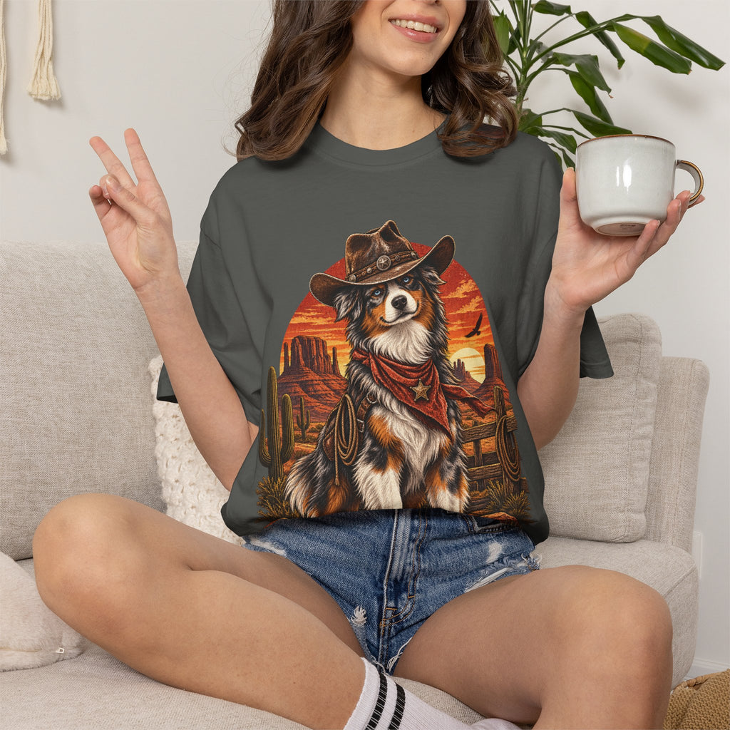 Cowboy Australian Shepherd T-Shirt — Western Dog Graphic Tee