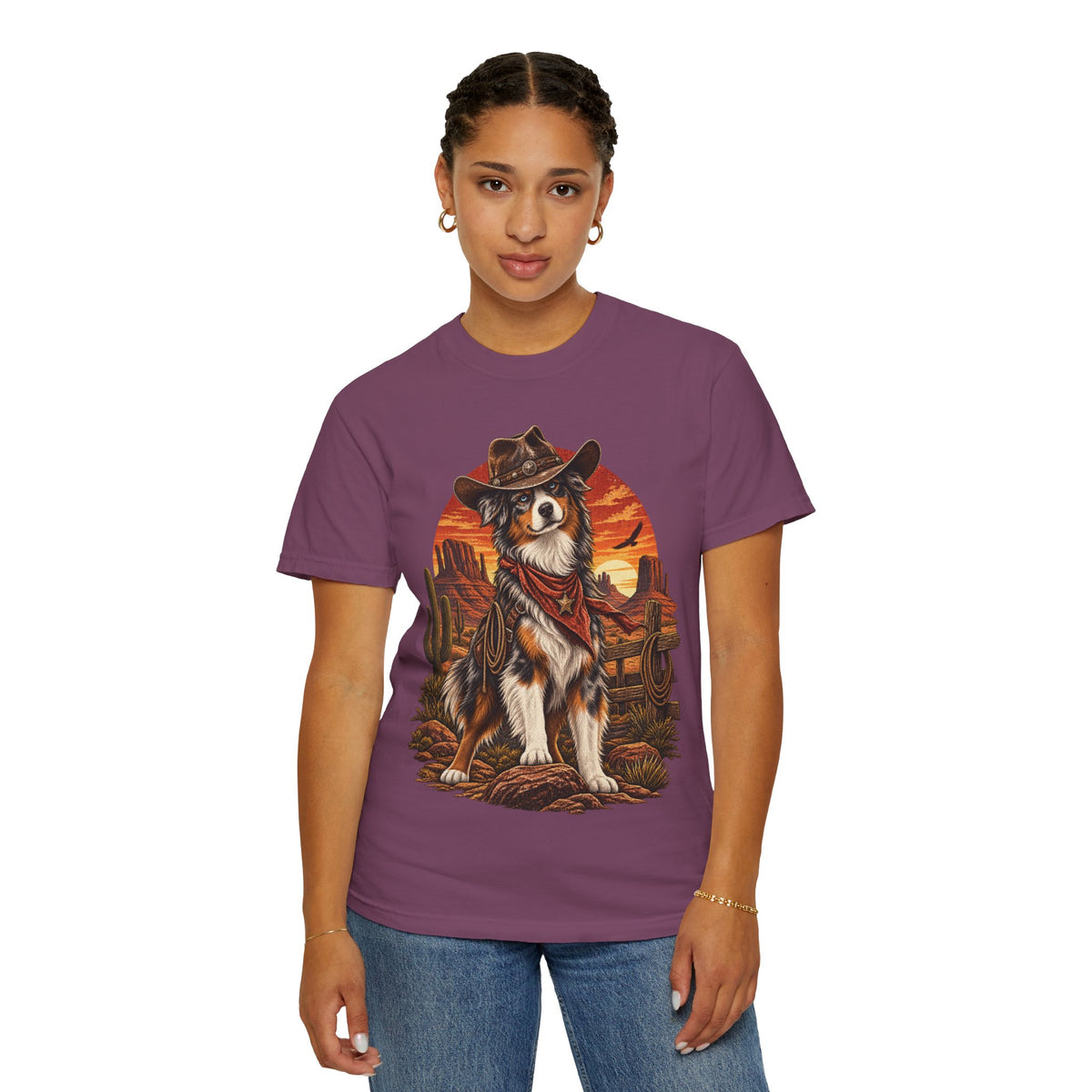 Cowboy Australian Shepherd T-Shirt — Western Dog Graphic Tee
