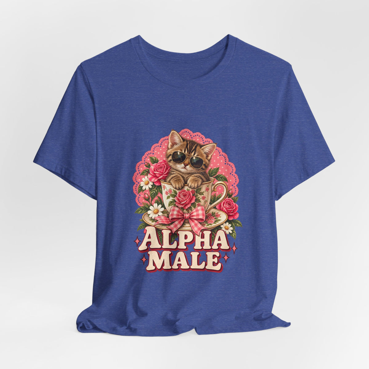 Alpha Male Cat Tee — Retro Floral Cat Graphic T-Shirt